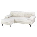 Advwin 3 Seater Sofa Chenille Lounge Couch w/ Reversible Chaise Beige