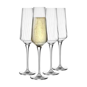 6pc Krosno Avant-Garde Lumi Flute Glasses Twisted 200ml Capacity Set