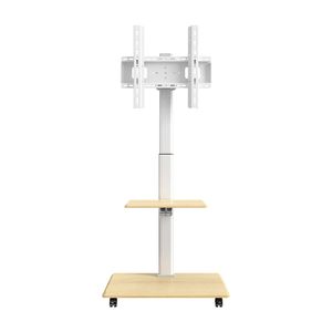 Floor TV Cart with Shelf | Swivel, Height Adjustable, Fits 26-65 Inch TVs, 40kg Capacity XZZDTP-05G