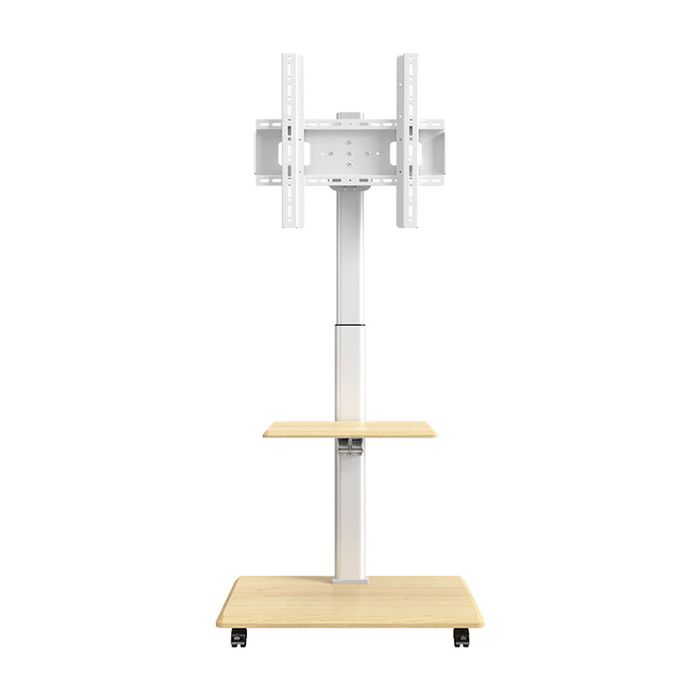 Floor TV Cart with Shelf | Swivel, Height Adjustable, Fits 26-65 Inch TVs, 40kg Capacity XZZDTP-05G