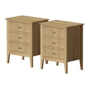 Oikiture Bedside Tables Set of 2 Nightstand Natural