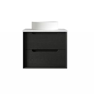 Attica Baia 600mm Black Oak Vanity With Carrara Stone Top 