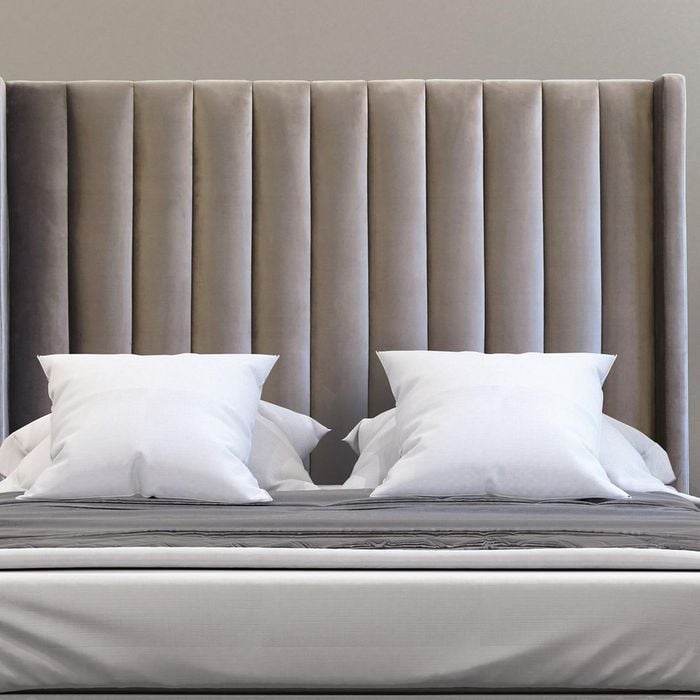 Istyle Modern Classic Jacob Queen Velvet Bed Head Grey