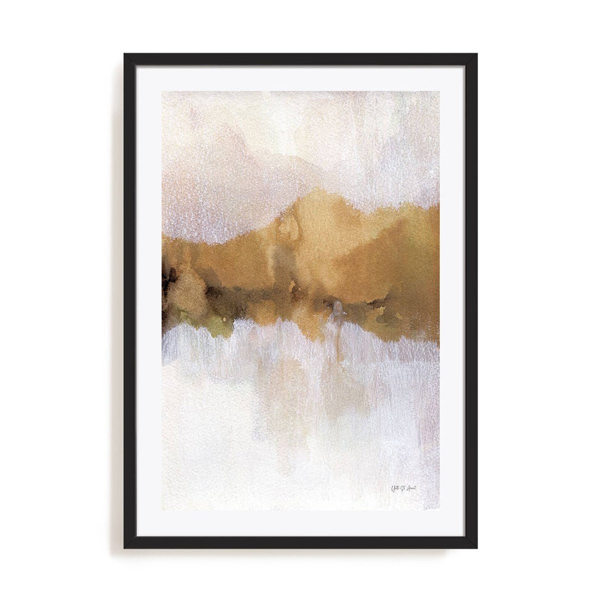 Artey | Golden Abstract - Framed Print - Black Frame - 65 x 85cm ...