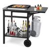 Costway 2-Tier Dining Cart Mobile Food Prep Trolley w/Folding Tabletop Black