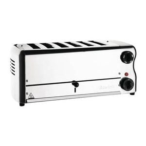 Rowlett Esprit 6 Slot Toaster Chrome With 2x Spare Elements & Sandwich Cages 508x207x237mm Commercial Kitchen Cooking