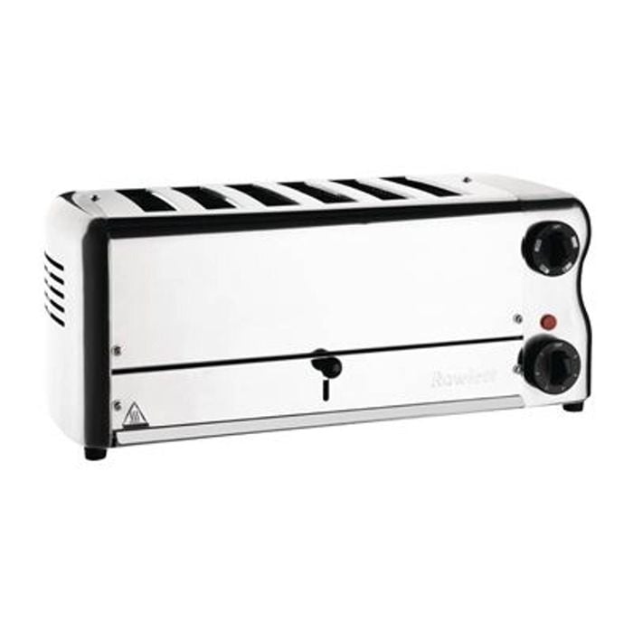 Rowlett Esprit 6 Slot Toaster Chrome With 2x Spare Elements & Sandwich Cages 508x207x237mm Commercial Kitchen Cooking