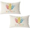 Catzon 2 Pcs Summer Lumbar Pillow Covers Linen Pillowcase for Home Decor-Set 34