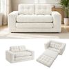 Ufurniture 142cm Convertible 2 Seater Sofa Bed w/ 2 Pillow Boneless Corduroy Loveseat Floor Sleeper Sofa Beige
