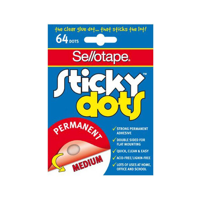 Sellotape Sticky Dots Medium (64 Dots) (Permanent)