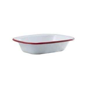 Urban Style Enamelware 18cm Pie Dish w/ Red Rim - White