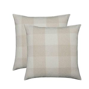 Catzon 2 Pcs Buffalo Check Throw Pillow Covers for Farmhouse 45X45cm-White