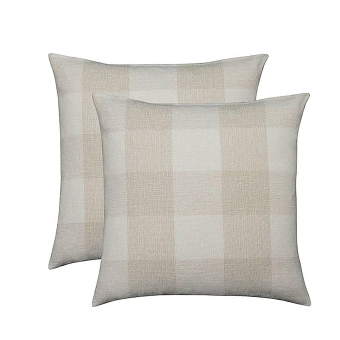 Catzon 2 Pcs Buffalo Check Throw Pillow Covers for Farmhouse 45X45cm-White
