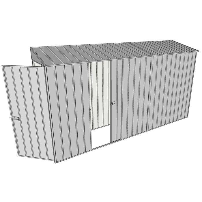 Build-a-Shed 0.8 x 3.7 x 2m Skillion Single Hinged Door Shed with Single Sliding Side Door - Zinc