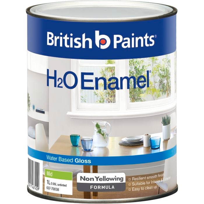 British Paints Mid Gloss H2O Enamel Paint - 1L