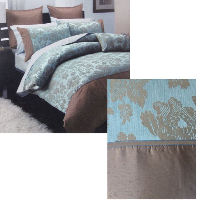 Bloomington Regal Blue Polyester Cotton Jacquard Quilt Cover Set Double