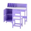Costway Study Desk & Chair Set Writing Table Wide Desktop Deep Drawer Cabinets-Purple