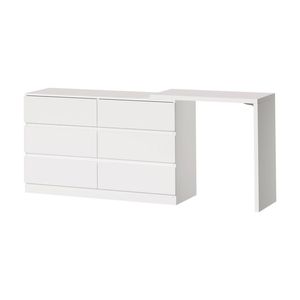 Oikiture 6 Chest of Drawers Dresser with Side Table White