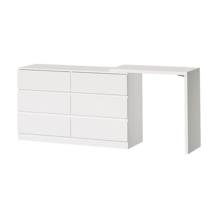 Oikiture 6 Chest of Drawers Dresser with Side Table White