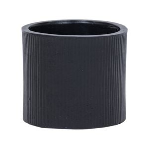 18 x 16cm Black Medium Cylinder Linear Ceramic Pot - 180mm