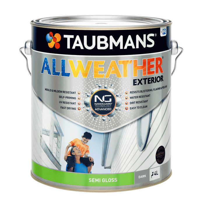 Taubmans 4L Dark Semi Gloss All Weather Exterior Paint
