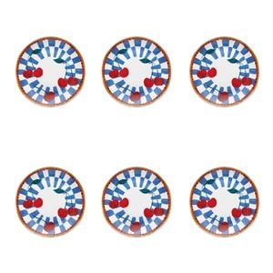 6PK Porto Valentina Porcelain Round Side Plate Cherry 20cm