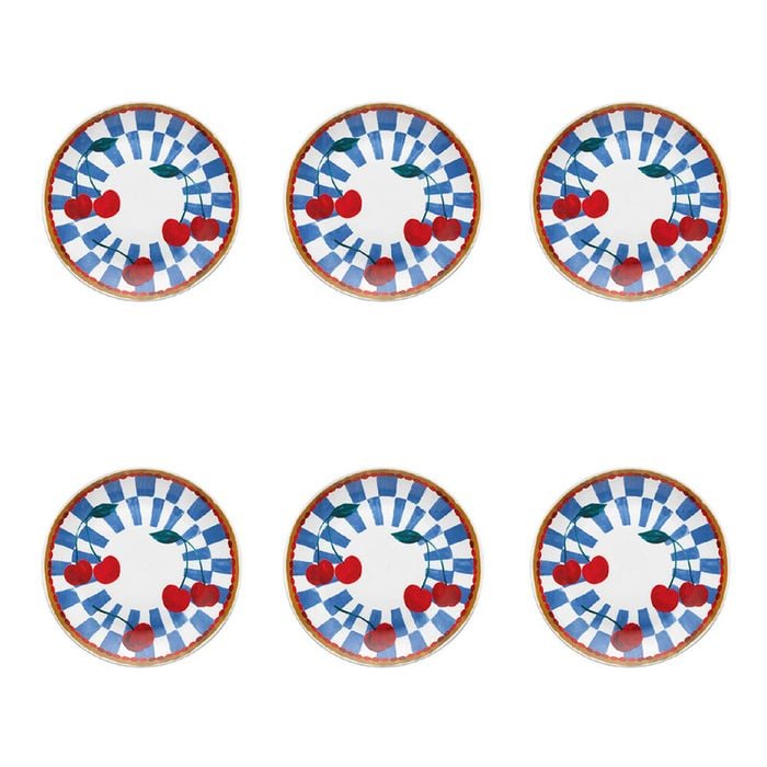 6PK Porto Valentina Porcelain Round Side Plate Cherry 20cm