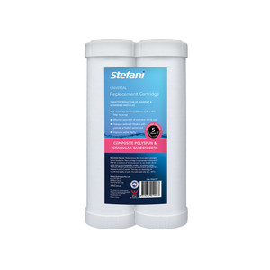 Stefani 5 Micron 2.5 x 10" Replacement Water Filter Cartridge Polyspun With Granular Activated Core Sediment - Twin Pack