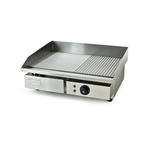 THERMOMATE Commercial Electric Griddle TH-G04, 2400W 55x35cm Half Ribbed Surface