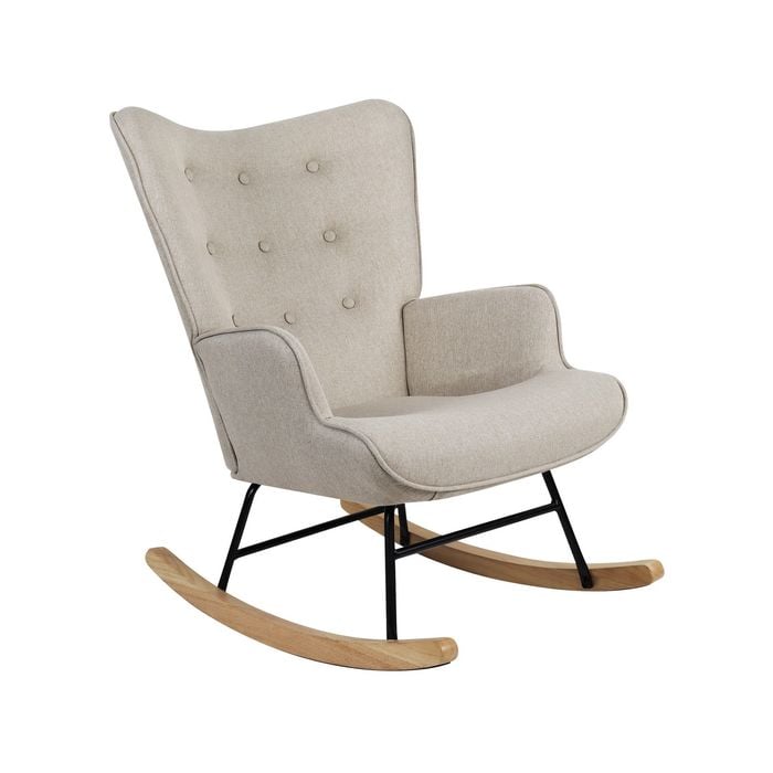 Oikiture Rocking Chair Nursing Armchair Linen Beige
