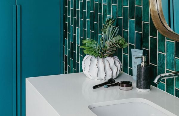 close up of a mirror and vanity