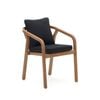 Malaret stackable chair in solid eucalyptus and black cord
