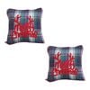 SOGA 2X 45cm Multicolor Throw Pillows with Christmas Plaid and Antler Design