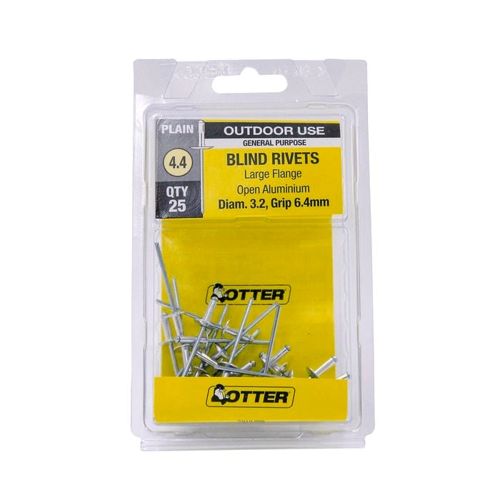 Otter 3.2 x 6.4mm Large Flange Aluminium Rivets - 25 Pack