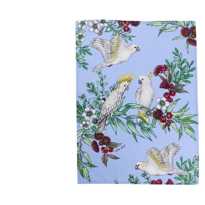 Maxwell & Williams Eloise Short Grace Yellow Crested Cockatoo Tea Towel 50x70cm