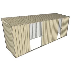 Build-a-Shed 1.5 x 5.2 x 2m Double and Single Sliding Side Door Skillion Shed - Cream
