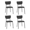 Oikiture Set of 4 Dining Chairs Linen Fabric Padded Seat Grey