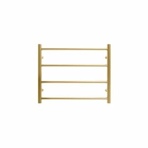 Commercial Round 4 Bar Brushed Gold PVD Heated Towel Rail