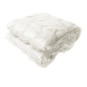 Riley White Chevron Faux Fur Throw Rug 127 x 152 cm