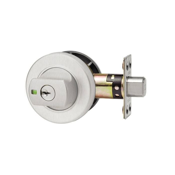 Lockwood Brushed Satin Chrome Paradigm 005 Round Rose Double Cylinder Deadbolt