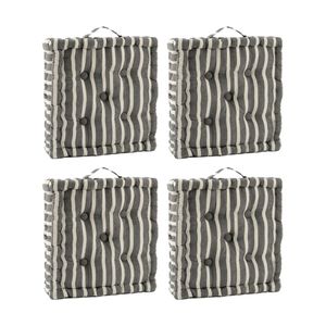 4pk Cdsi Essential Box Cushion Stripe Recycled Cotton Polyester Grey 40x40x8cm