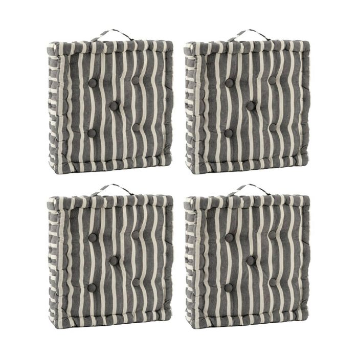 4pk Cdsi Essential Box Cushion Stripe Recycled Cotton Polyester Grey 40x40x8cm