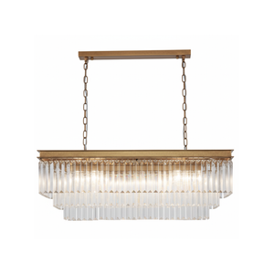 Element Lighting MARF Rectangle 3-tier Crystal Chandelier 15 Light (Brass)