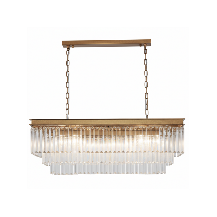 MARF Rectangle 3-tier Crystal Chandelier 15 Light (Brass)
