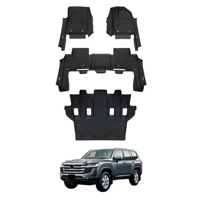 AUSGO 3-Row Set 7D Injection Floor Mats for Toyota Land Cruiser Landcruiser 300 LC300 7-Seat 2021-Onwards Floor Liners