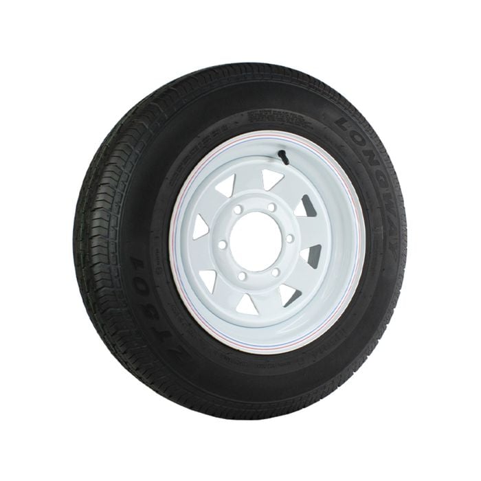 Sunrise Trailer 14" Wheels Rim And Tyre Fitted - Landcruiser 6 Stud, 195r14lt - White - Wrtlc14p195