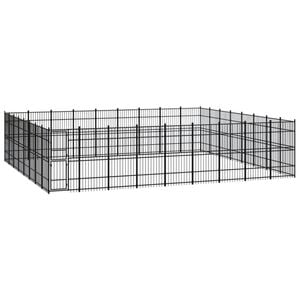 vidaXL Outdoor Dog Kennel Steel Garden Puppy Pet Enclosure Supply Cage House
