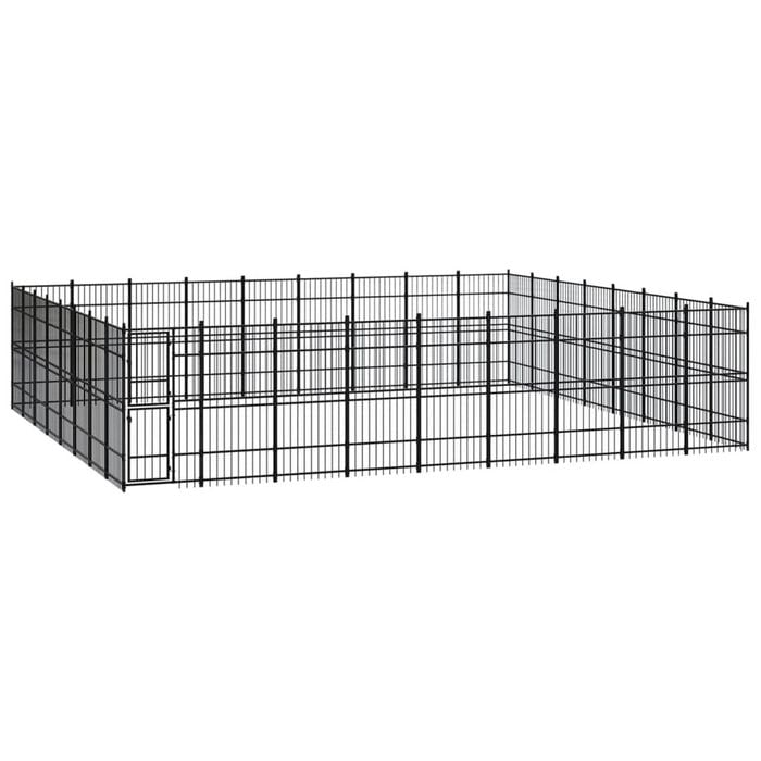 vidaXL Outdoor Dog Kennel Steel Garden Puppy Pet Enclosure Supply Cage House