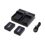 Jupio 2x Battery 1100mAh & USB Dual Charger Kit For Nikon EN-EL14/EN-EL14A