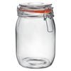 Argon Tableware Glass Storage Jar - 1l/33.8oz - 4 Colour Seals Airtight Kitchen Storage Container Preserving Jar